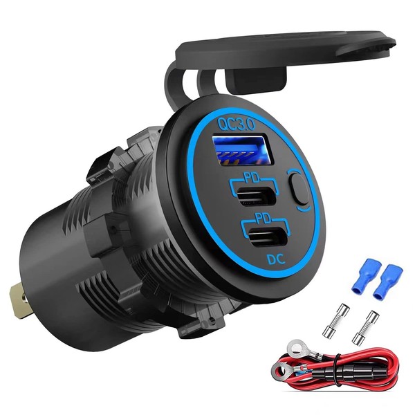 Hapytrip 12V USB Outlet Wire USB Charger Multi Port, Dual