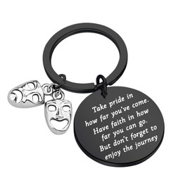 Drama Keychain Theater Gifts Comedy Tragedy Masks Keychain Drama Graduation Gifts for Drama Students Actor Actress Gifts (Black)