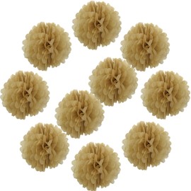 Lightingsky 10pcs DIY Decorative Tissue Paper Pom-poms Flowers Ball Perfect for Party Wedding Home Outdoor Decoration (12-inch Diameter, Gold)