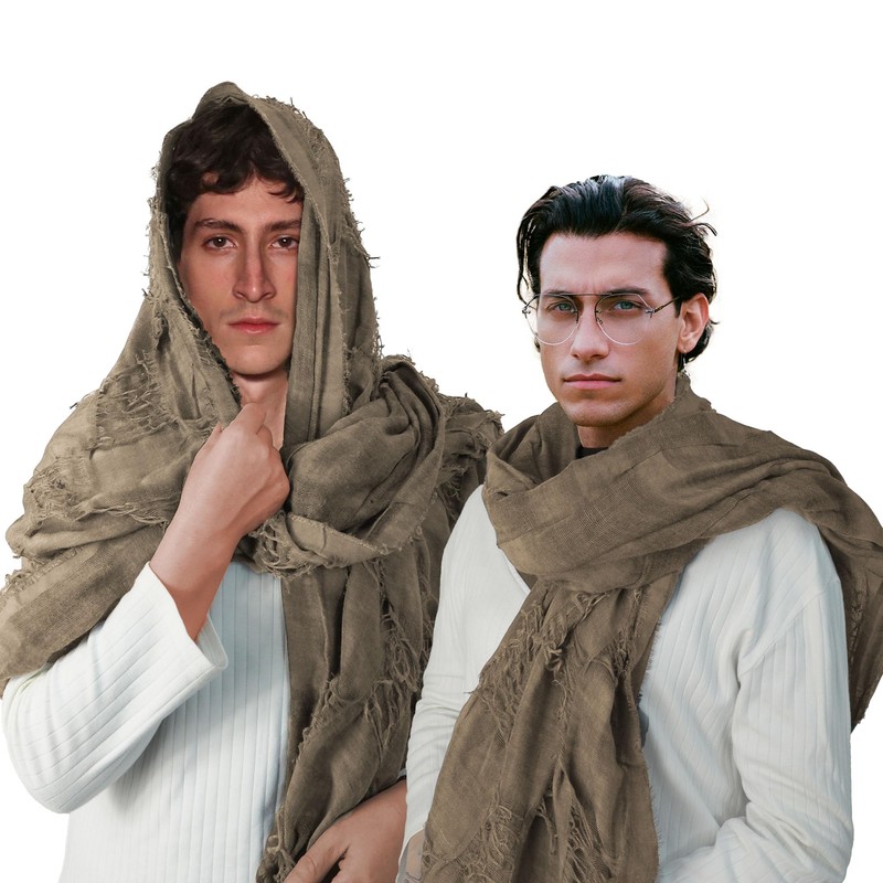 Wrap Dune Wasteland Hooded Shawl With Viking Brooch | Cowl