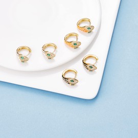 LEGENTLISUR Gold Snake Huggie Earrings for Women Colorful Hoop Earrings Enamel Hypoallergenic Small Snake Hoop Earrings Cubic Zirconia Snake Earrings Delicate Snake Jewelry for Women, Brass, No