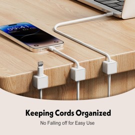 8-Pack Magnetic Cable Clips, Adjustable Cord Holder for Under Desk Cable Management, Adhesive Wire Holder Keeper Organizer, Wire Holder for USB Charging Cords, Ideal for Home, Office, Car, Desktop