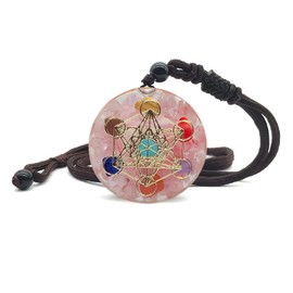 EDEN'S CALL Healing 7 Chakra Metatron's Cube Orgonite Crystal Stone Pendant Necklace for Men and Women 26.38" Adjustable Energy Generator Necklace, Garnet