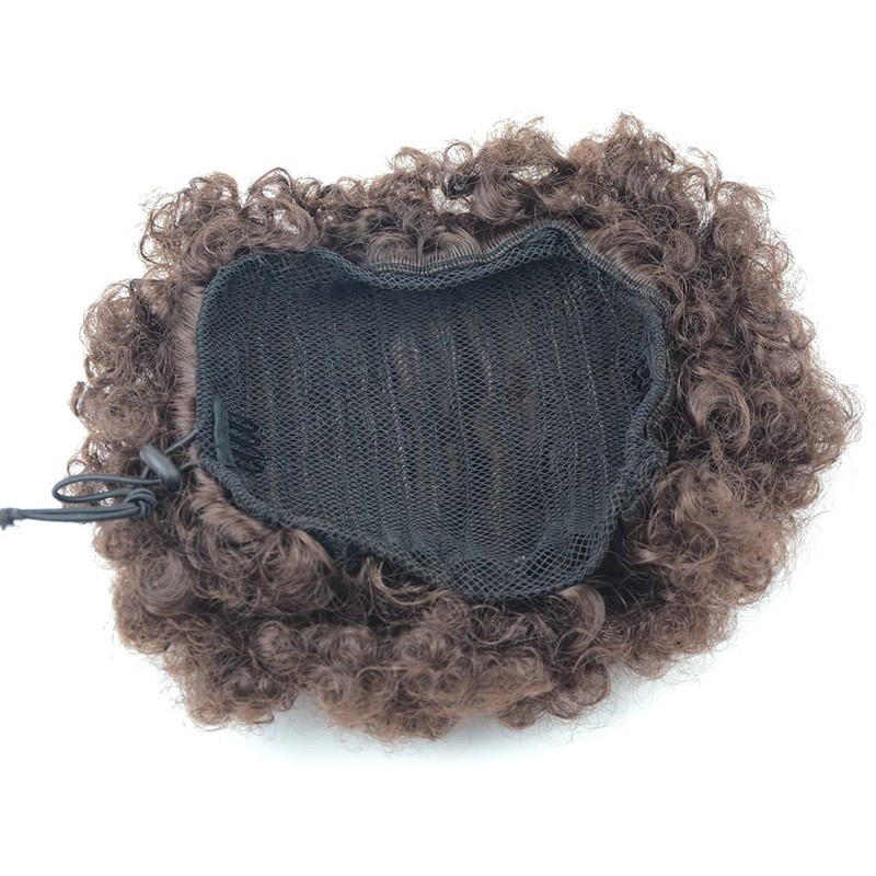 Afro Puffy Drawstring Ponytail Synthetic Hairpieces Short Curly Hair Bun