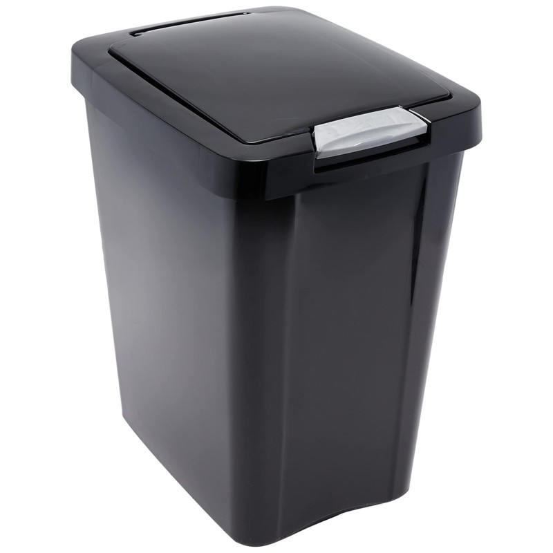Sterilite 10439004 7.5 Gallon Black Plastic TouchTop Wastebasket