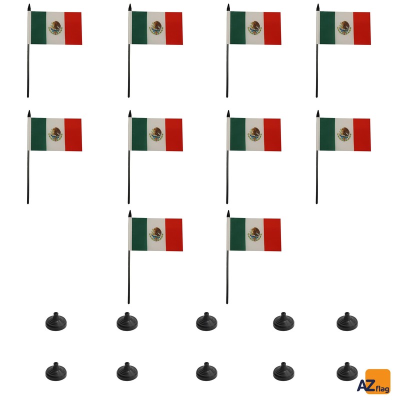 AZ FLAG Pack of 10 Mexico Table Flags - 6"