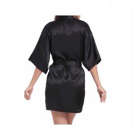 Robes Nightgown Kimono Faux Silk Sleepwear Pure color Cardigan Sexy Short Bathrobe