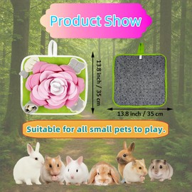 Rabbit Foraging Mat, Bunny Activity Toys Snuffle Mat for Small Animals Forage Mat for Rabbit Guinea Pig Hamster Chicken Hedgehog Chinchilla Puppies Cat Stress Relief Puzzle Interaction Toys (Pink)