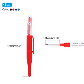 PATIKIL Deep Hole Marker Pens, 4Pcs refillable Ink Waterproof Deep Reach Markers 32mm/1.26 Inch Long Nose Marker Scriber Pen for Woodworking Builders, Black, Red, Blue, Green