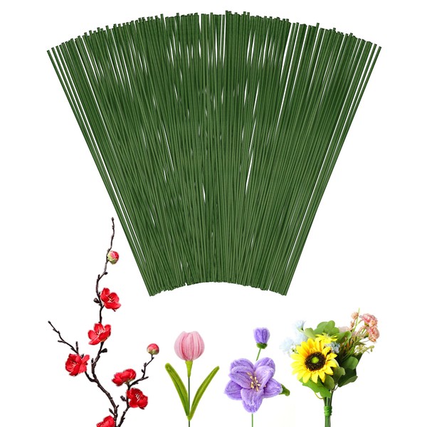 FIVEIZERO 18 Gauge Green Floral Wire Stems for Artificial Flower