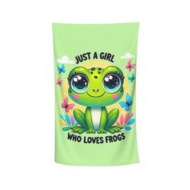 MIEPOS Cute Frog Beach Towel,32x52in,Quick-Dry Sand-Free Forest Bath Towels,Microfiber Lightweight for Travel Pool Yoga Beach Outdoor Activities Decor Accessories Gifts (Just a Girl Who Loves Frogs)