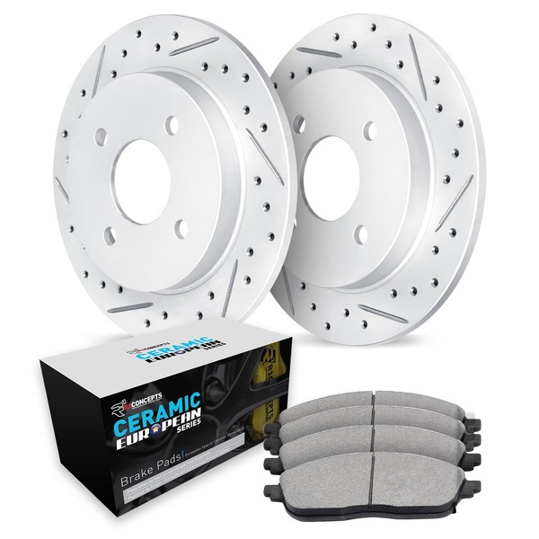 R1 Concepts Rear Brakes and Rotors Kit |Rear Brake Pads|
