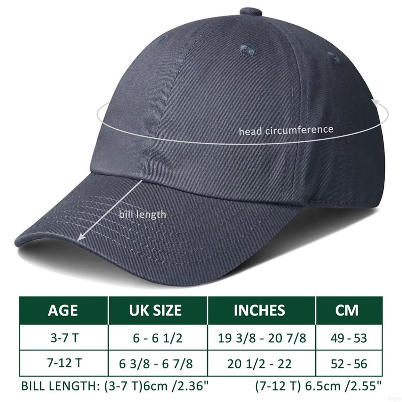 GADIEMKENSD Kids Plain Baseball Cap, Unconstructed Fit, Washed Cotton, 3-12