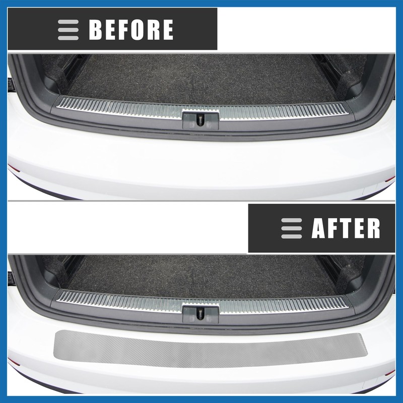 A ABSOPRO Car Rear Bumper Protector Trim, 35.43", PVC, Silver