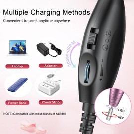 Electric Nail Drill Cord Replacement, USB Charger Power Cable ,Universal Charger Cord for Most Electric Nail Drill