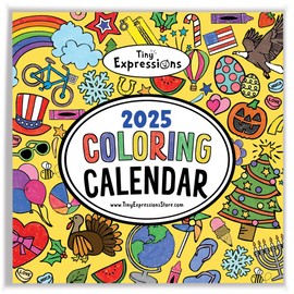 Tiny Expressions - Kids Coloring Calendar 2025-12 Month Color Your Own Wall Calendar for Children, Boys & Girls with Fun Planning Boxes for Daily, Weekly, and Monthly Tasks