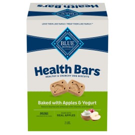 Blue Buffalo Mini Health Bars Crunchy Dog Biscuits, Oven-Baked With Natural Ingredients, Apples & Yogurt, 2-lb Box