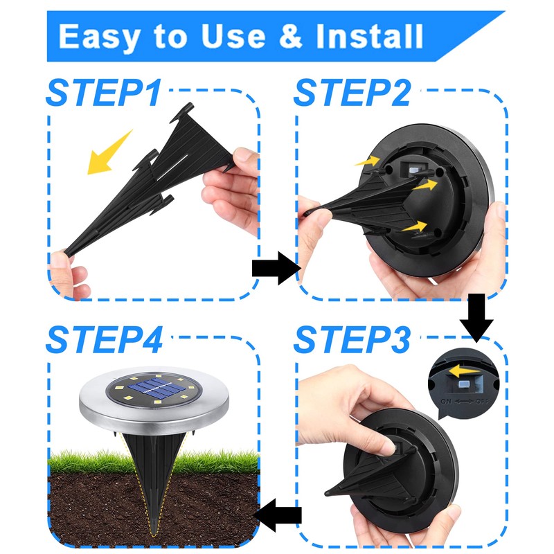 Rayolon Solar Ground Lights, Waterproof Solar Garden Light, Upgraded Outdoor