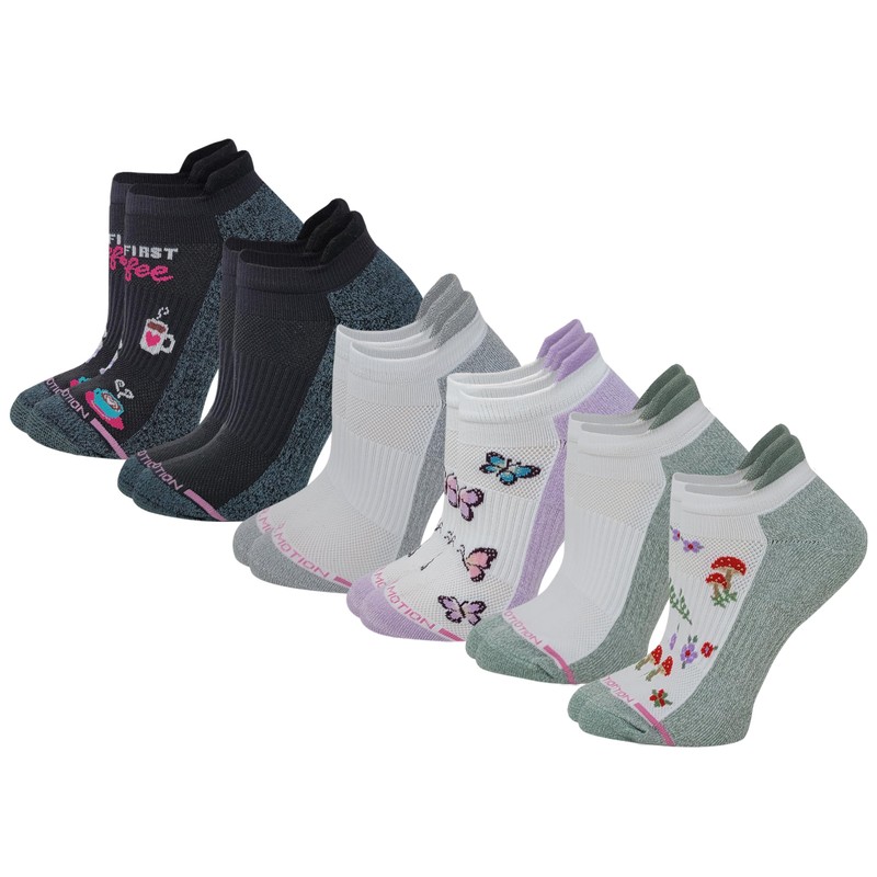 Dr. Motion 6 Pairs Womens Low Cut Ankle Cushioned Breathable