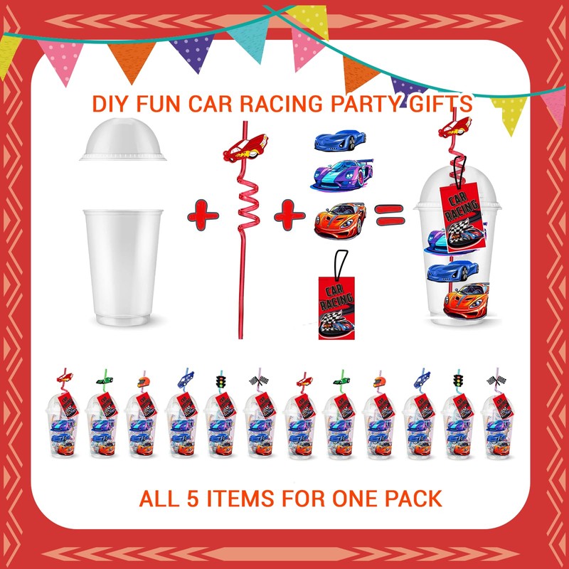 128 Pcs Race Car Party Favors, Race Car Birthday Party