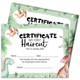 My First Haircut Certificate, 25 Dinosaurs First Haircut Achievement Certificates of Recognition, First Haircut Keepsake Gifts Award for Kids Boys Girls -03