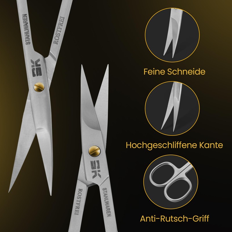 Sk Stahlwaren Scissors Set of 2 Cuticle Scissors Fine Curved