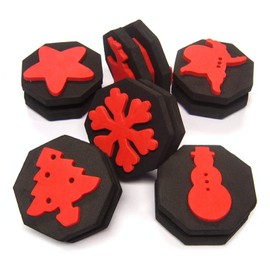 Major Brushes Large Double Sided Christmas Stamps Xmas Paint Ink - Pack of 6