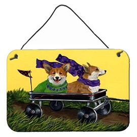 Caroline's Treasures PPP3257DS812 Corgi Express Wall or Door Hanging Prints Aluminum Metal Sign Kitchen Wall Bar Bathroom Plaque Home Decor, 8x12, Multicolor