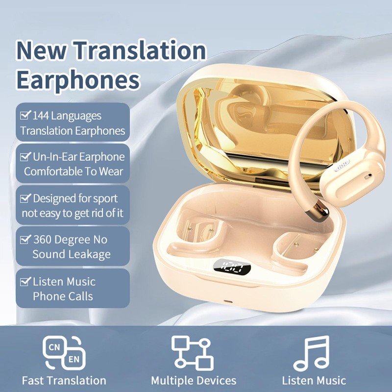 Voice Translator Earbuds, Real-time Translation in 144 Languages with Bluetooth