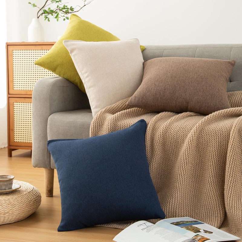 Haguko Set of 2 Linen Texture Nordic Peach Skin Soft