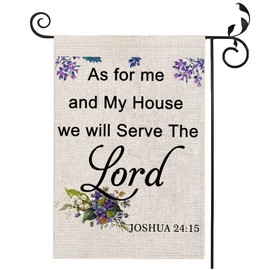 Religious Garden Flag Joshua 24:15 Bible Verse Home Decor As for Me and My House Christian House Garden Yard Flag Thanksgiving Christmas Easter Faith Gift Home Blessing Gifts (beige)