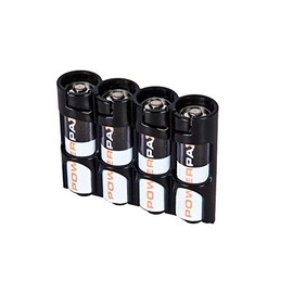 Storacell SLAATB by Powerpax SlimLine AA Battery Caddy, Black, Holds 4 Batteries