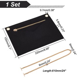 WADORN 1 Set Purse Organiser Insert Conversion Kit with Gold Chain, Felt Handbag Organiser Insert, Mini Envelope Bag, Conversion Accessories for Kirigami Pochette, Black