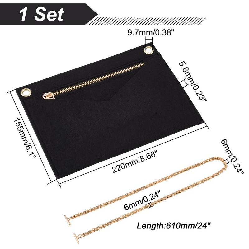 WADORN 1 Set Purse Organiser Insert Conversion Kit with Gold