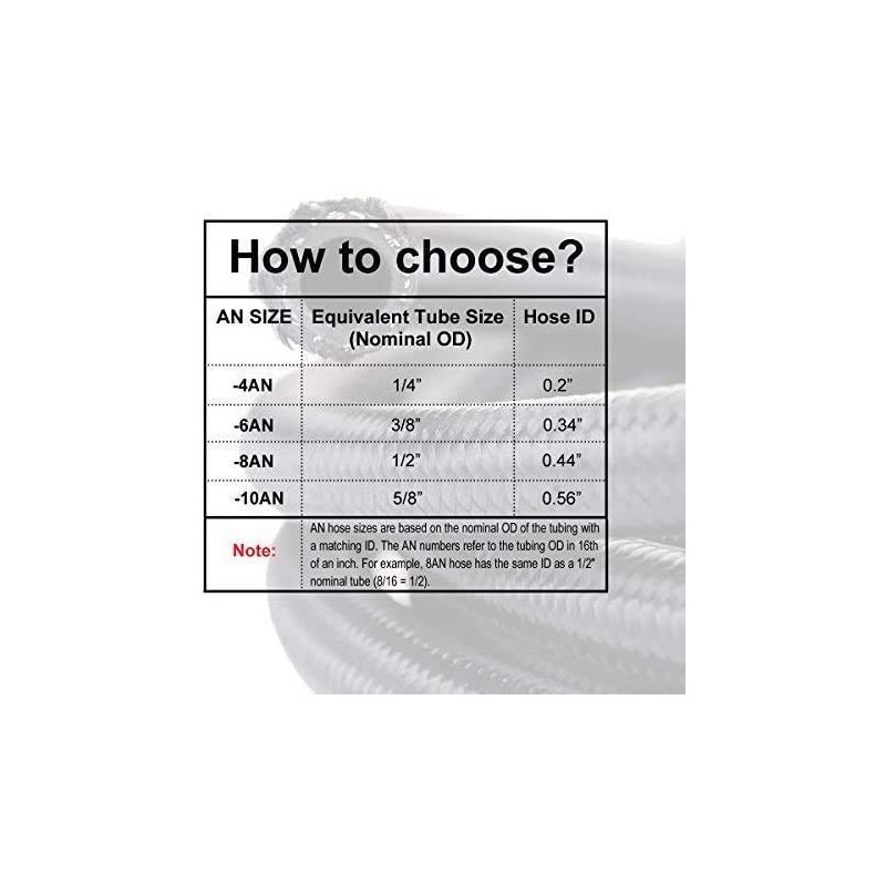 10FT 6AN Braided Fuel Line Hose -6AN Nylon Braided for
