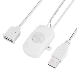 LED Infrared Motion Sensor, 4A DC 5-24V Automatic Switch 120 Degree PIR Infrared Motion Sensor with LED/USB Interface (White)