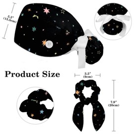Mariposas margaritas - Gorra quirúrgica de enfermera, para mujer, de pelo largo, para cola de caballo, Multicolor 4, Talla única