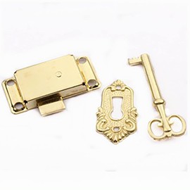 LBTODH Gold Vintage Cabinet Lock Antique Lock Spring Antique Lock with Mounting Screws