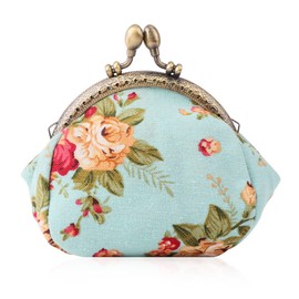 Oyachic Floral Coin Purse,Cute Flower Change Purse,Vintage Wallet with Clasp,Coin Holder Pouch for Woman Girls