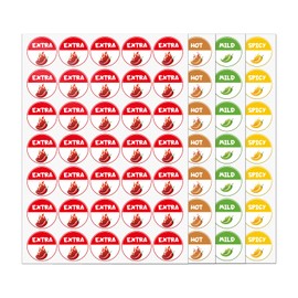 700 PCS Spicy Indicator Stickers 4 Level Chili Pepper Labels 1.5 Inch Food Warning Caution Hot Spiciness Waterproof Sticker for Restaurants Kitchen Food Packaging 20 Sheets