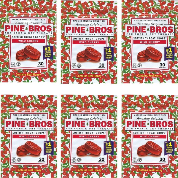 Pine Bros Softish Throat Drops Value Size Wild Cherry --