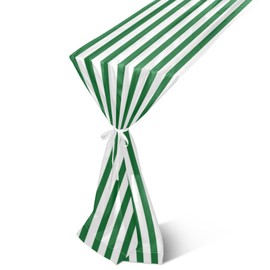 FLildon Green White Stripes Chiffon Table Runner 27x120 Inches, Soft Sheer Dining Table Runners for Rustic Wedding Bridal Shower Party Tabletop Decoration