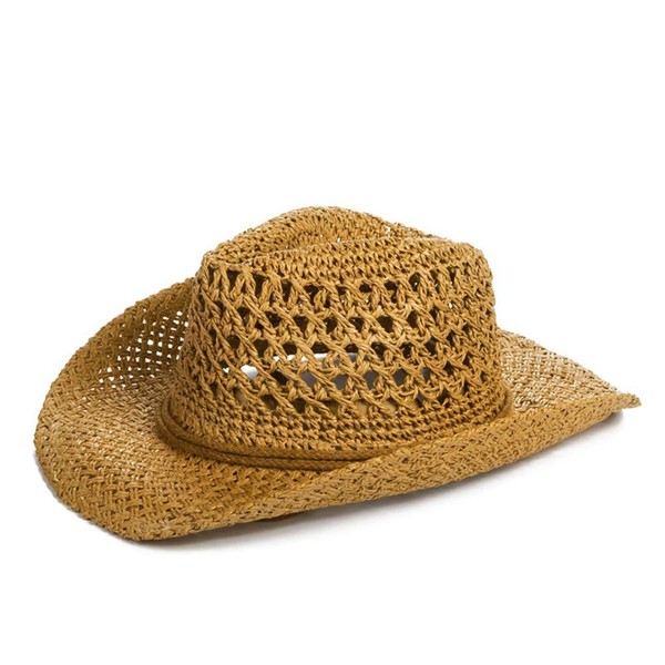 Men's Women's Straw Hat Summer Floppy Packable Panama Fedora Beach Sun Hat UPF 50+ Roll Up Foldable Large Brim Sun Protection Newsboy Travel Fishing Cap with Adjustable Chin Strap (Khaki)