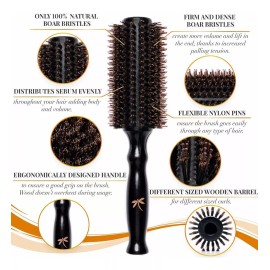 Belula Cerdas De Jabalí Cepillo Redondo Para El Brushing Conjunto.