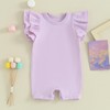 Mubineo Baby Girl Summer Basic Plain Ruffle Sleeve Bubble Romper