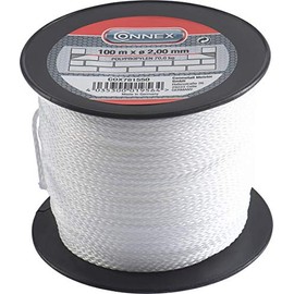 Connex Polypropylene Braided Mason's Twine, Knot Resistant, Tear Resistant &amp; Durable Guide Line / Builders' Line / Plumb Line on a Spool, 100 m x Ø 2,0 mm, White