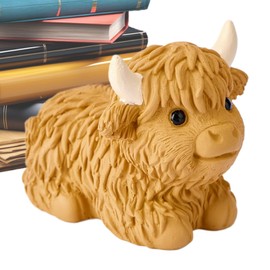 Highland Cow Statue,Highland Bull Cow Animal Figurine | Cattle Ornaments Tiered Tray Farmhouse Decoration for Housewarming Birthday Christmas Holiday