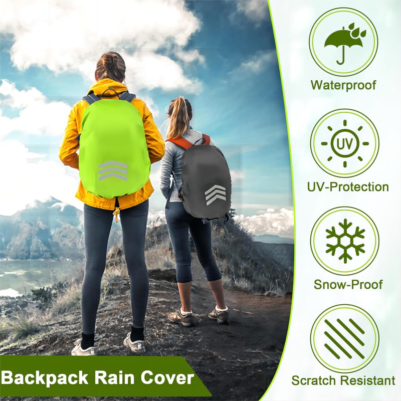 2 PCS Backpack Rain Covers (18-30L), High Visibility School Bag
