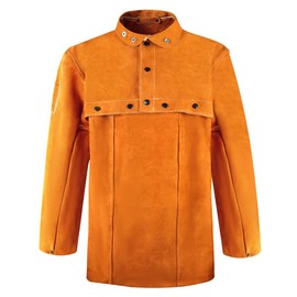 ONETIAN Leather Welding Jacket, Cape Sleeves with Bib Apron - High Heat and Flame Resistance for Ultimate Work Protection (M)