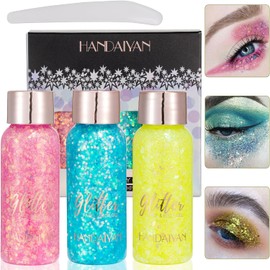 Gel Corporal con Purpurina Sirena 3 Colores - Brillo Lentejuelas Escamas para Maquillaje, Cuerpo, Cabello, Uñas y Labores DIY (B)